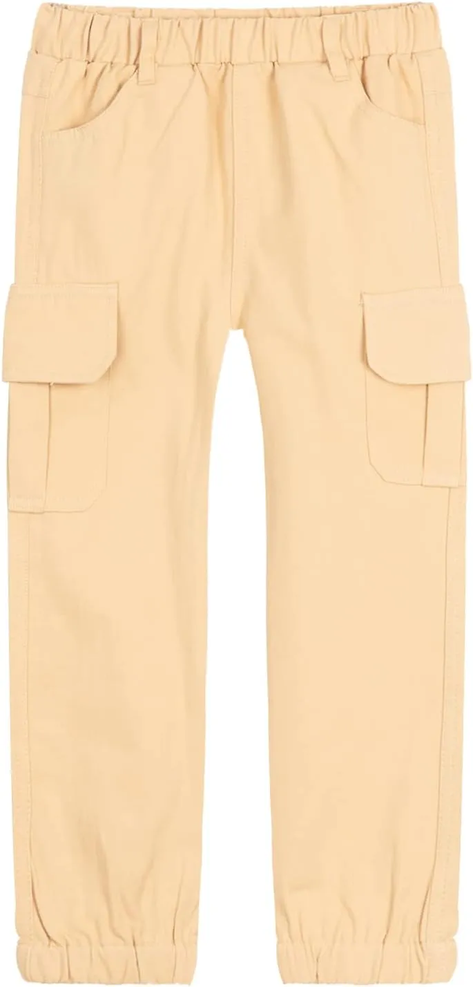 LittleSpring Boys Pull-On Cargo Pants Elastic Waist with Hoop