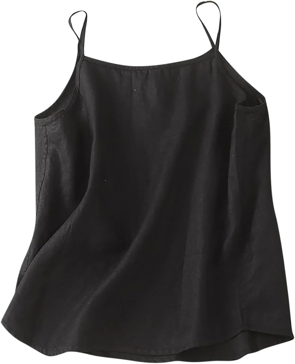 Lmdudan Womens Cotton Linen Camisole Tank Tops Causal O-Neck Sleeveless Top Summer Loose Fit Spaghetti Strap Cami Shirts Tees