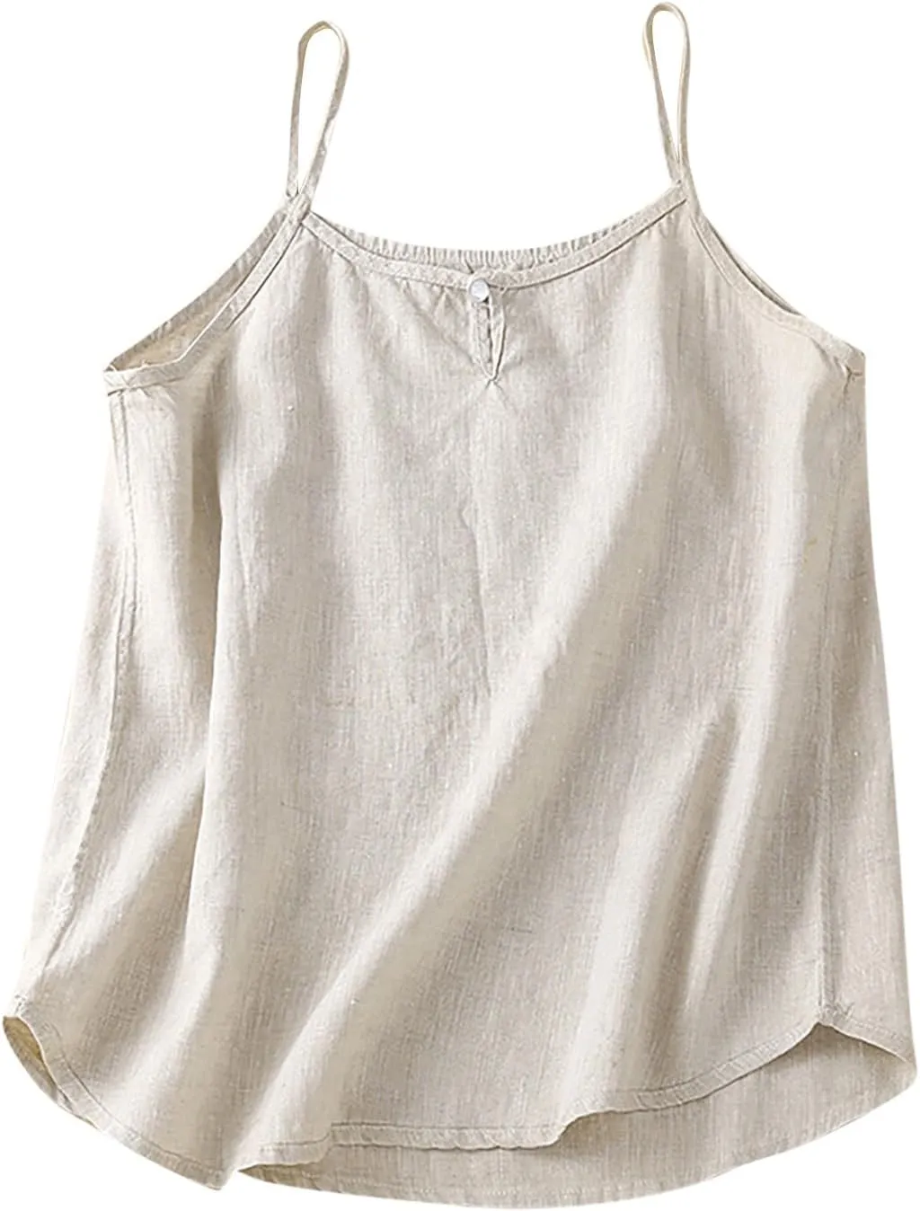 Lmdudan Womens Cotton Linen Camisole Tank Tops Causal O-Neck Sleeveless Top Summer Loose Fit Spaghetti Strap Cami Shirts Tees