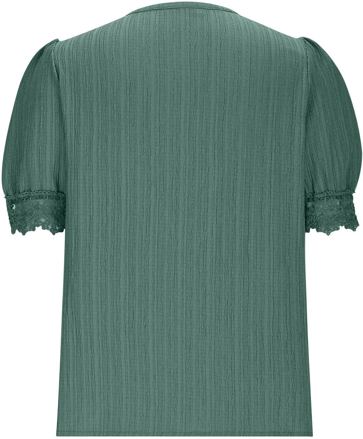 Lmdudan Womens Dressy Casual Blouse Short Puff Sleeve V Neck Lace Tops 2025 Summer Trendy Cute Ladies Business Work Shirts