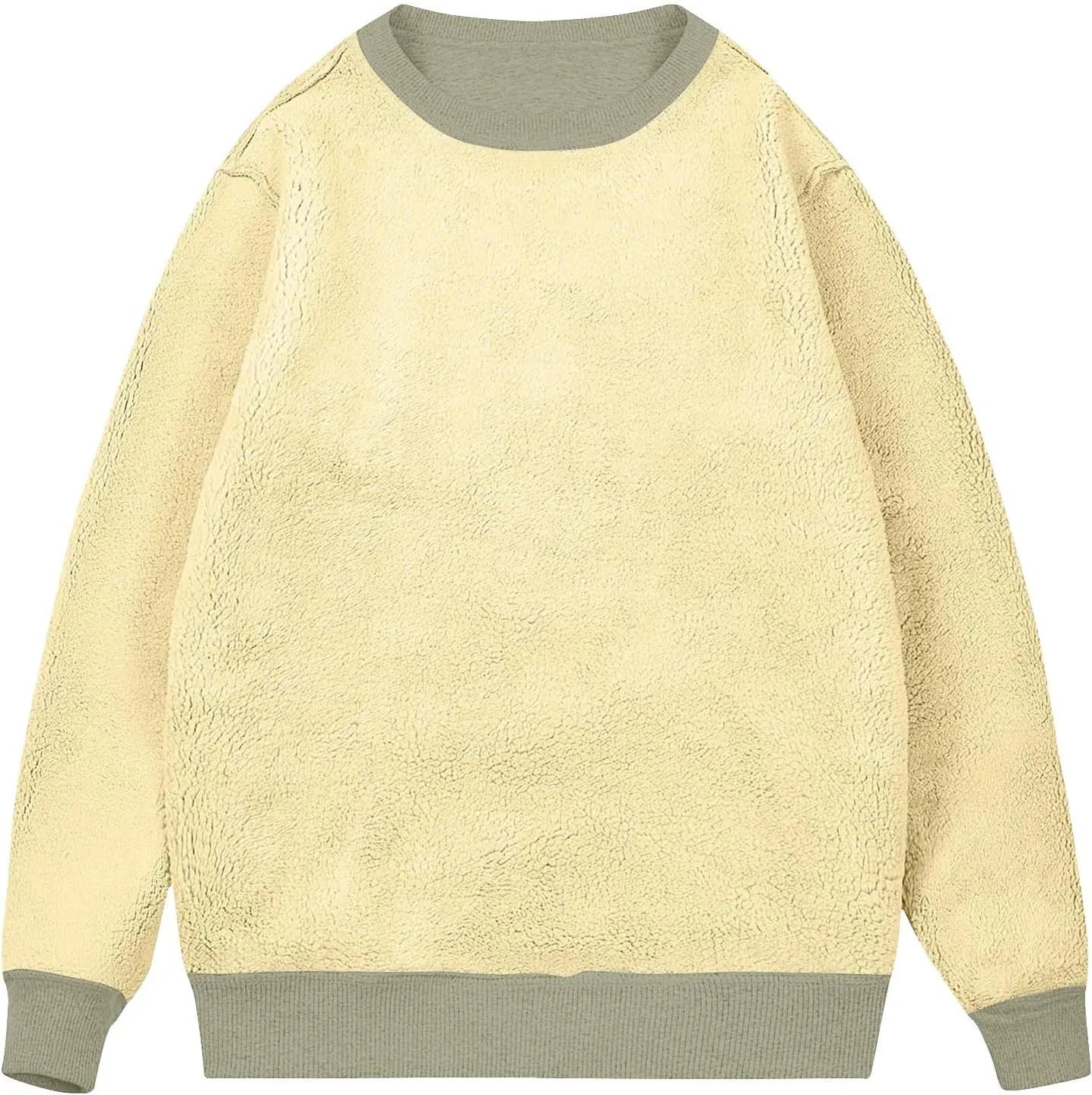 Long Sleeve Shirts for Men Fleece Crewneck Plus Size Sweatshirt Plain Sherpa Lined Thermal Pullover Winter Warm Shirt