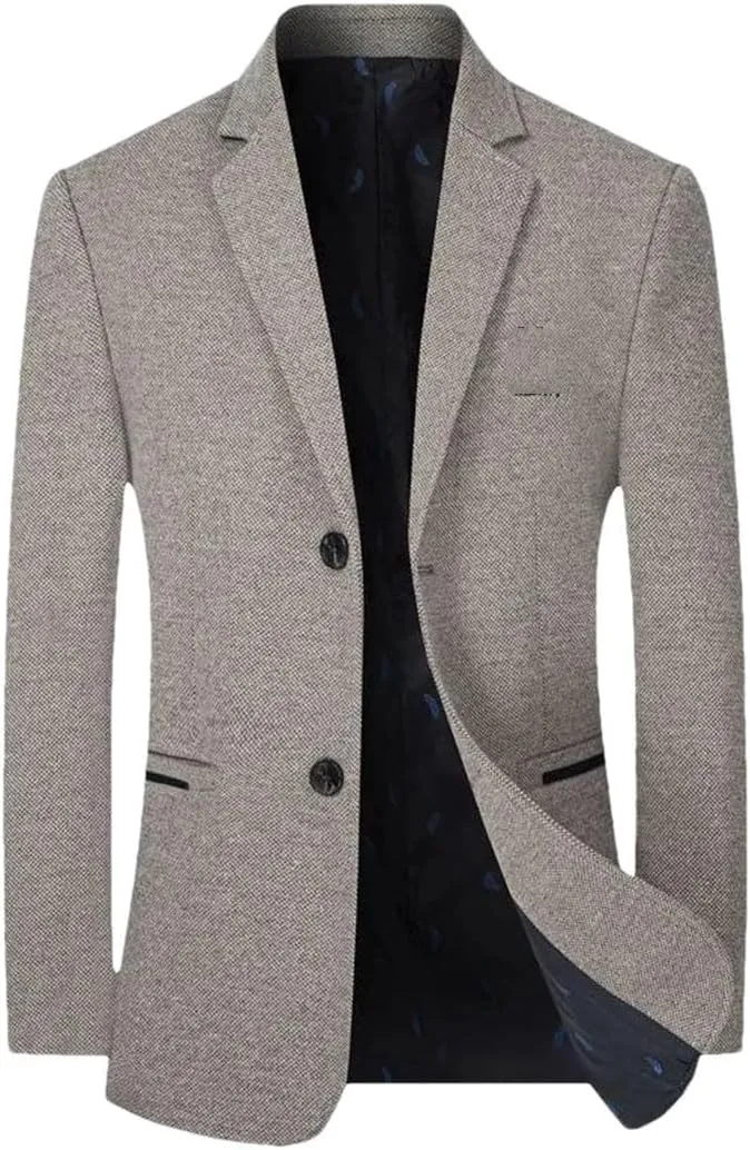 Men Business Cashmere Blazers Suits Jackets Wool Blends Slim Fit Blazers Suits