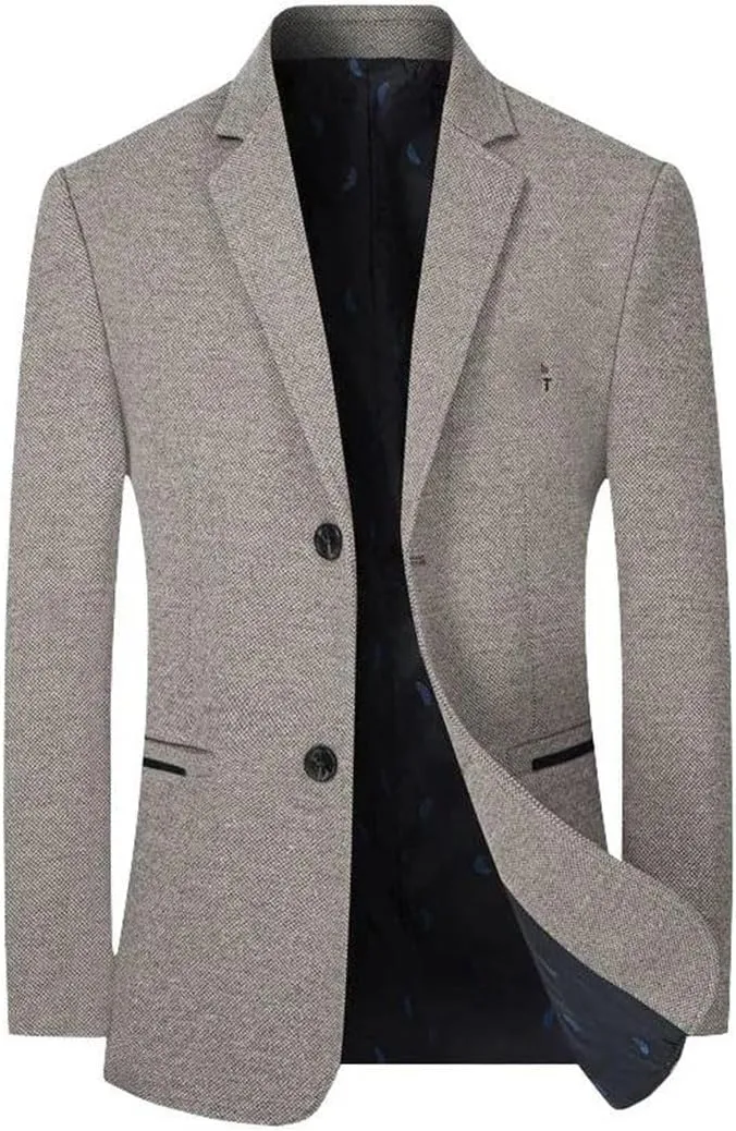 Men Business Cashmere Blazers Suits Jackets Wool Blends Slim Fit Blazers Suits