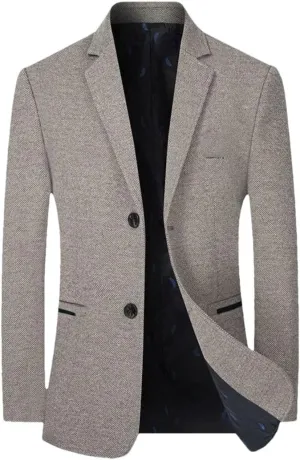 Men Business Cashmere Blazers Suits Jackets Wool Blends Slim Fit Blazers Suits