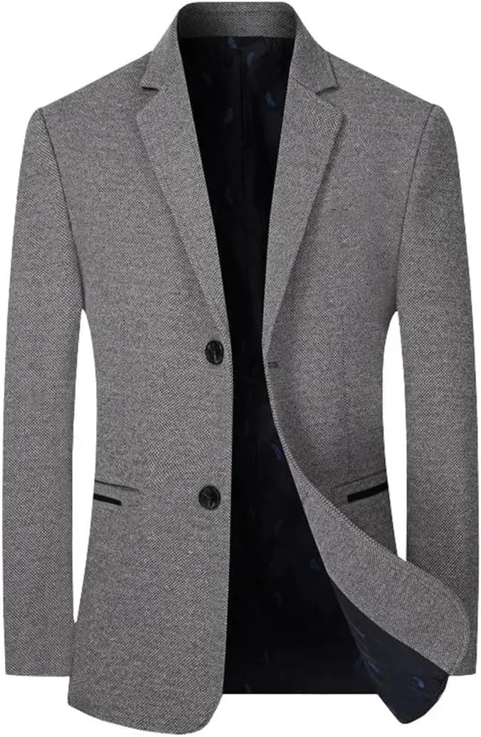 Men Business Cashmere Blazers Suits Jackets Wool Blends Slim Fit Blazers Suits