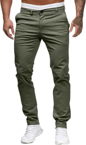 Men Chinos Joggers Pants Straight Fit Canvas Work Pant Elastic Waist Drawstring Flex Tapered Pant with Multi Pockets