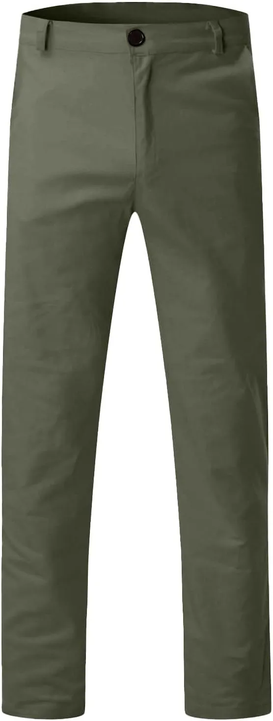 Men Chinos Joggers Pants Straight Fit Canvas Work Pant Elastic Waist Drawstring Flex Tapered Pant with Multi Pockets