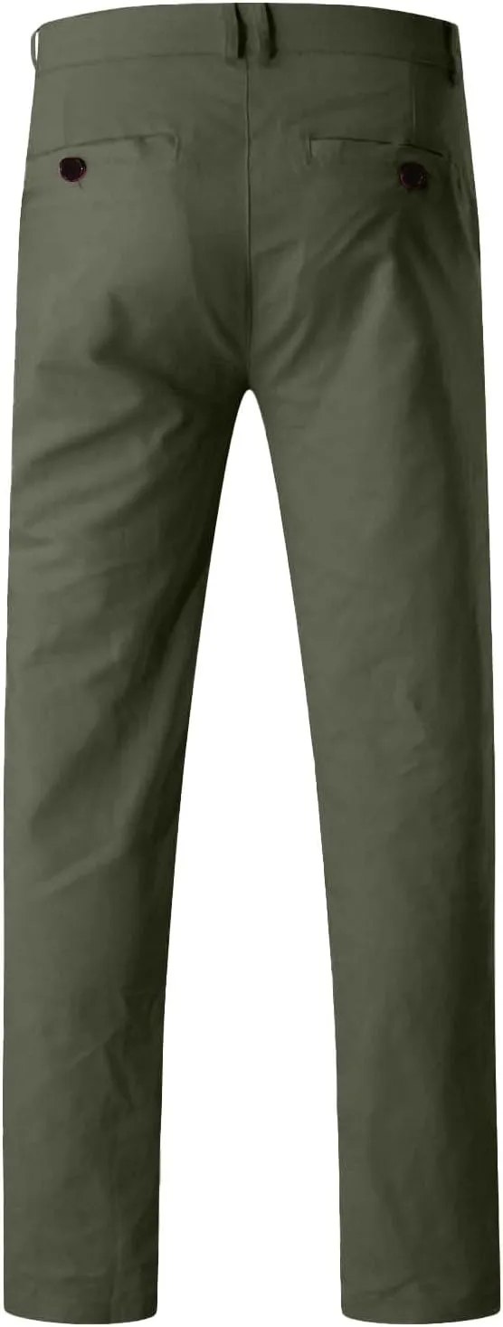 Men Joggers Pants Twill Straight Fit Canvas Work Pant Elastic Waist Drawstring Flex Tapered Pant with Multi Pockets