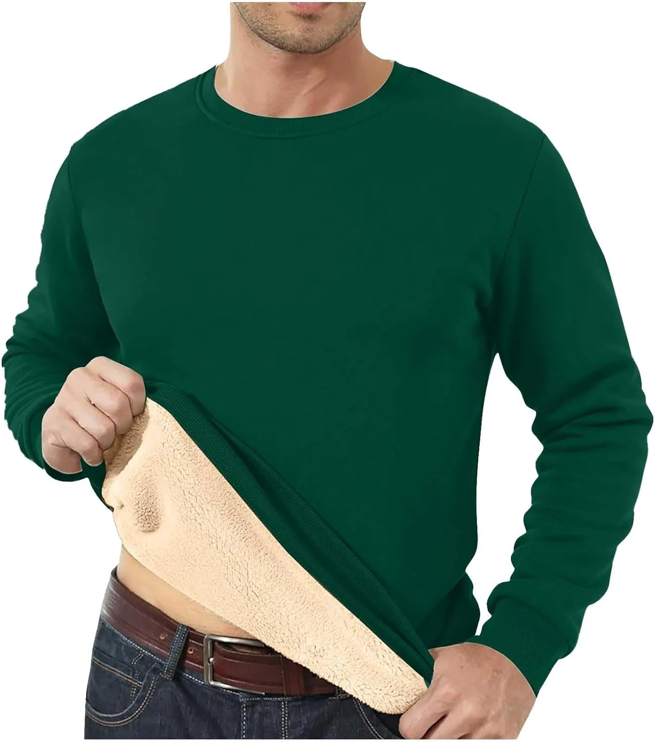 Men's 2 Piece Sweatsuits Sherpa Fleece Lined Pullover and Joggers Sweatpants Sets Casual Crewneck Undershirts Outfits