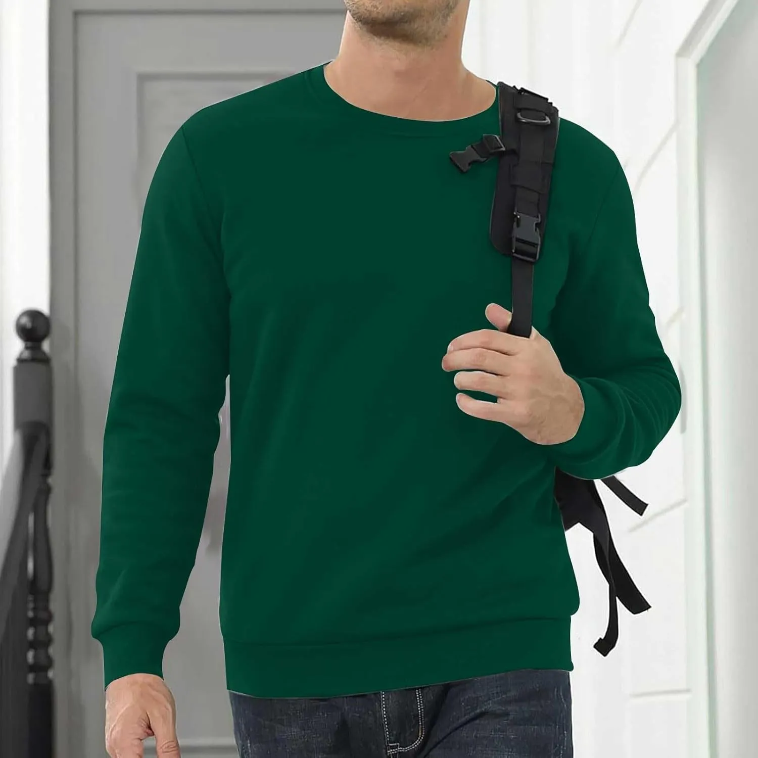 Men's 2 Piece Sweatsuits Sherpa Fleece Lined Pullover and Joggers Sweatpants Sets Casual Crewneck Undershirts Outfits