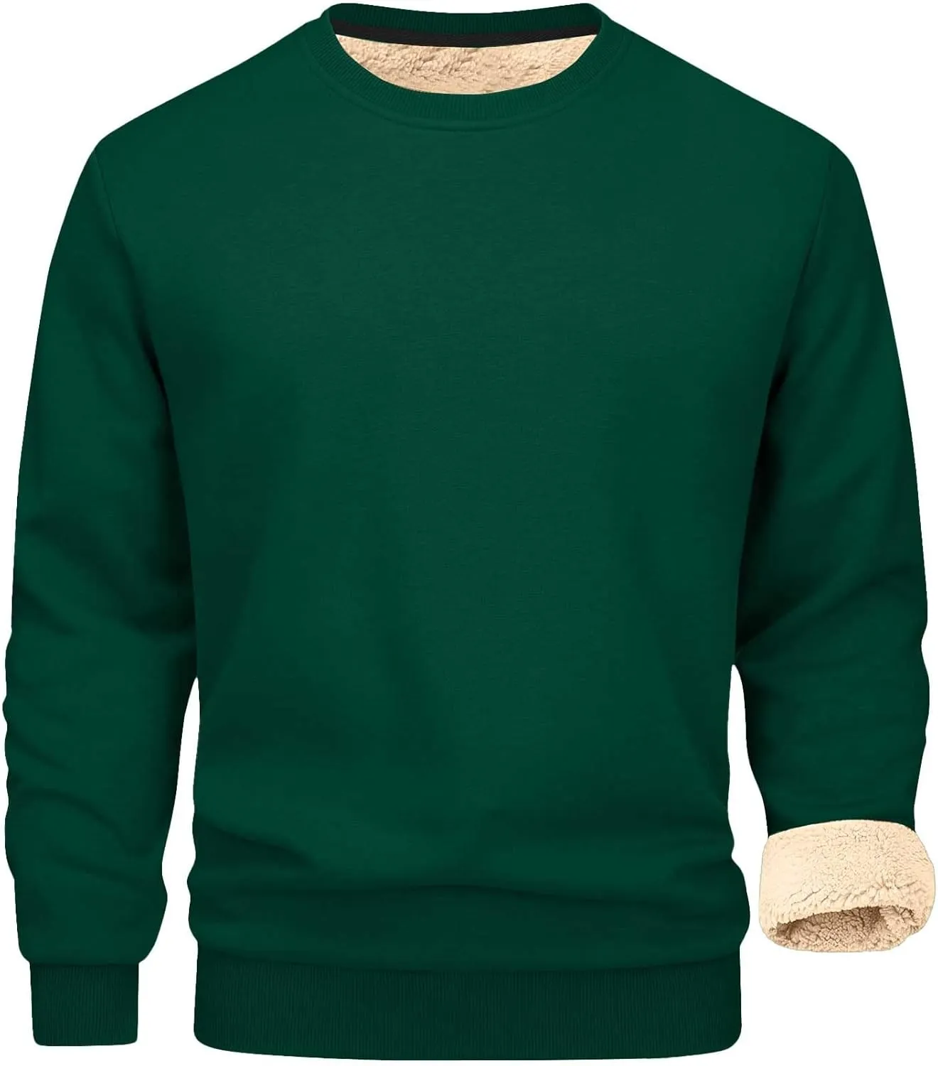 Men's 2 Piece Sweatsuits Sherpa Fleece Lined Pullover and Joggers Sweatpants Sets Casual Crewneck Undershirts Outfits
