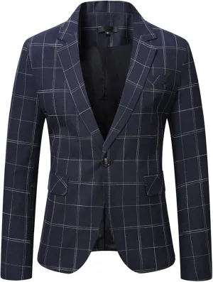 Mens Autumn And Winter Slim Retro Daily Plaid Buckle Pocket Suit Coat Sweat Pants Suits Men