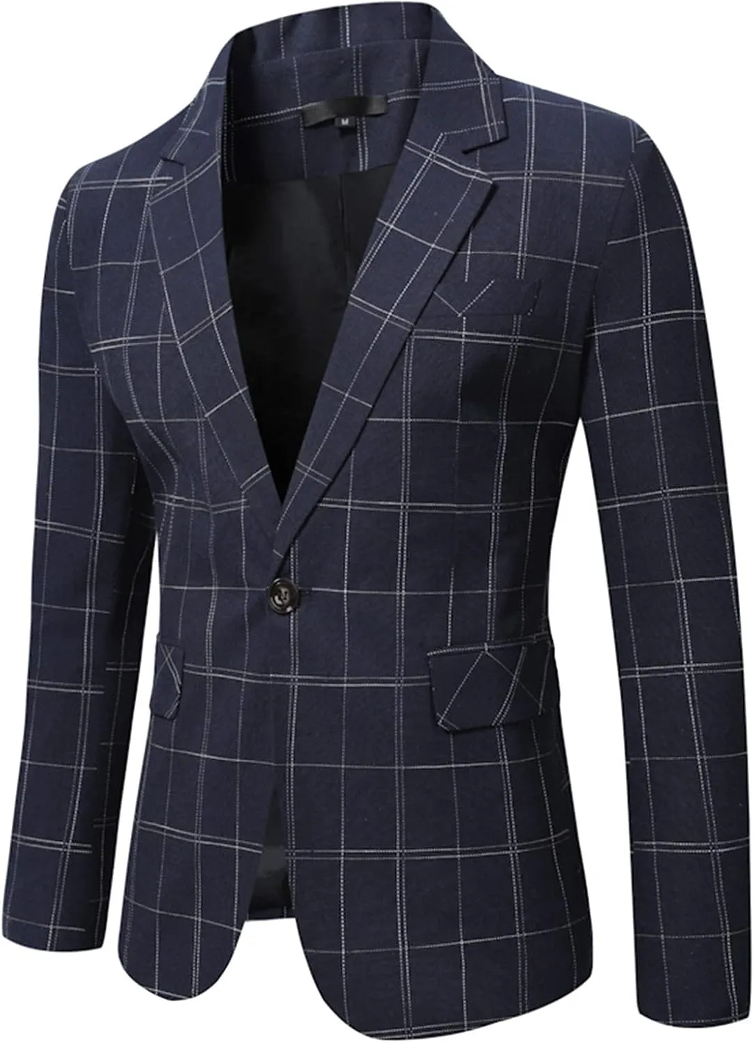 Mens Autumn And Winter Slim Retro Daily Plaid Buckle Pocket Suit Coat Sweat Pants Suits Men