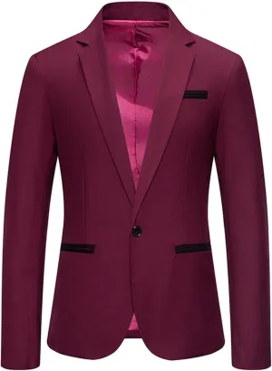 Mens Blazer Sports Coat Slim Fit One Button Solid Men's Casual Knit Suit Blazer Jackets for Business Wedding Party