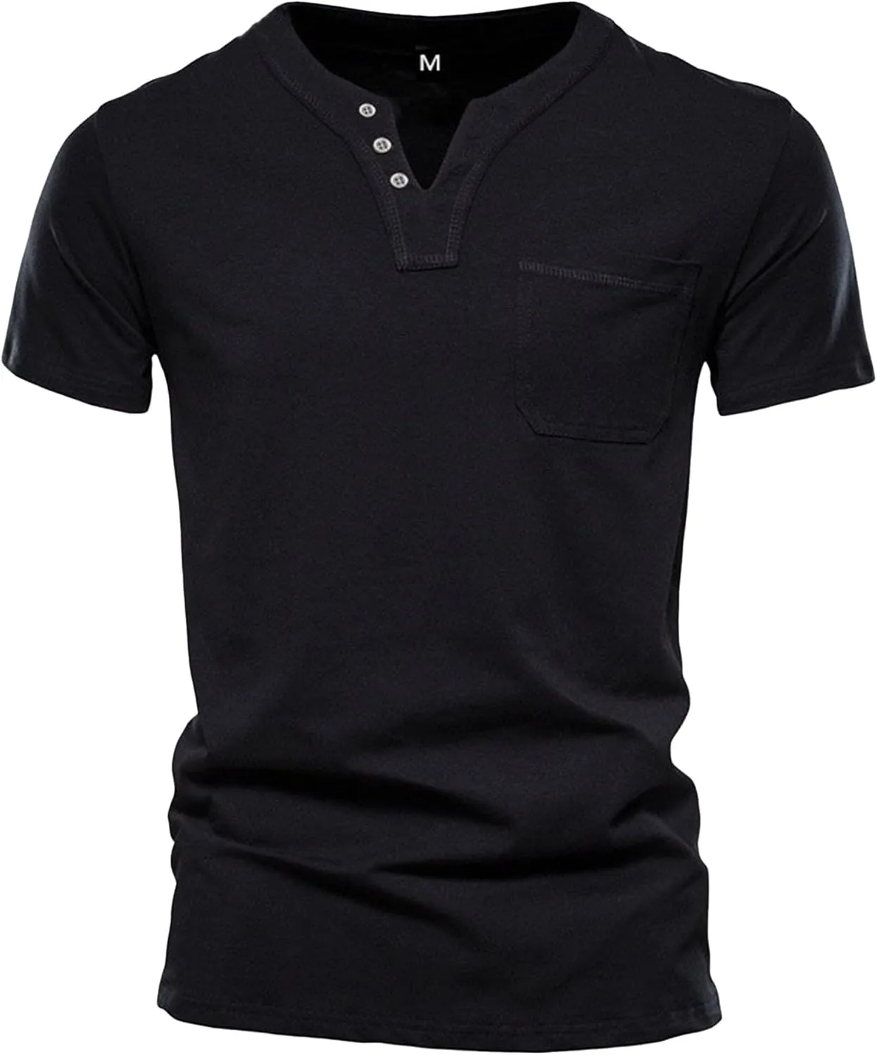 Men's Casual Athletic Henley Shirts Short Sleeve V-Neck Henley T-Shirts Slim Fit Lightweight Cotton Tees Tops