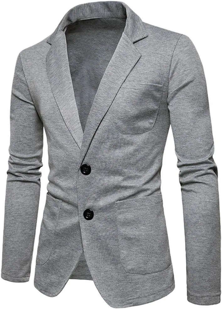 Mens Casual Blazer Slim Fit Two Botton Lightweight Suit Jacket Daily Solid Formal Business Sports Coat with Pockets