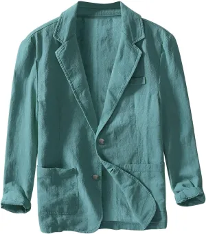 Mens Casual Blazers One Button Checked Lightweight Suit Jacket Long Sleeve Slim Fit Business Sport Coats with Pockets