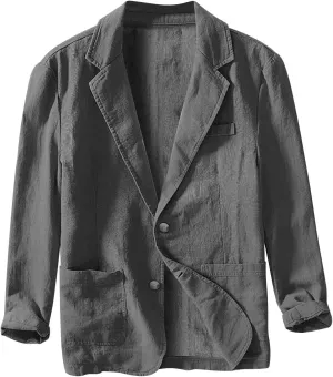 Mens Casual Blazers One Button Checked Lightweight Suit Jacket Long Sleeve Slim Fit Business Sport Coats with Pockets