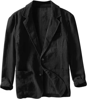 Mens Casual Blazers One Button Checked Lightweight Suit Jacket Long Sleeve Slim Fit Business Sport Coats with Pockets