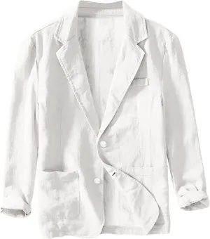 Mens Casual Blazers One Button Checked Lightweight Suit Jacket Long Sleeve Slim Fit Business Sport Coats with Pockets