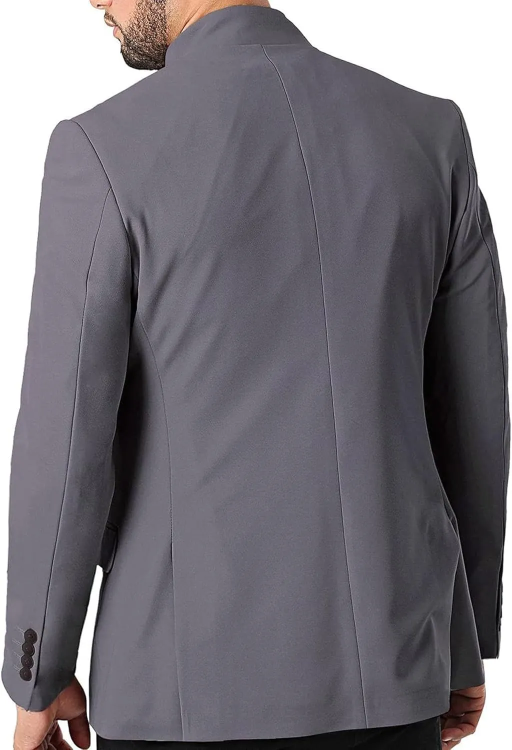 Mens Casual Mandarin Collar Suit Blazer Jackets Single Breasted Business Work Dress Coats Wedding Party Sport Coats