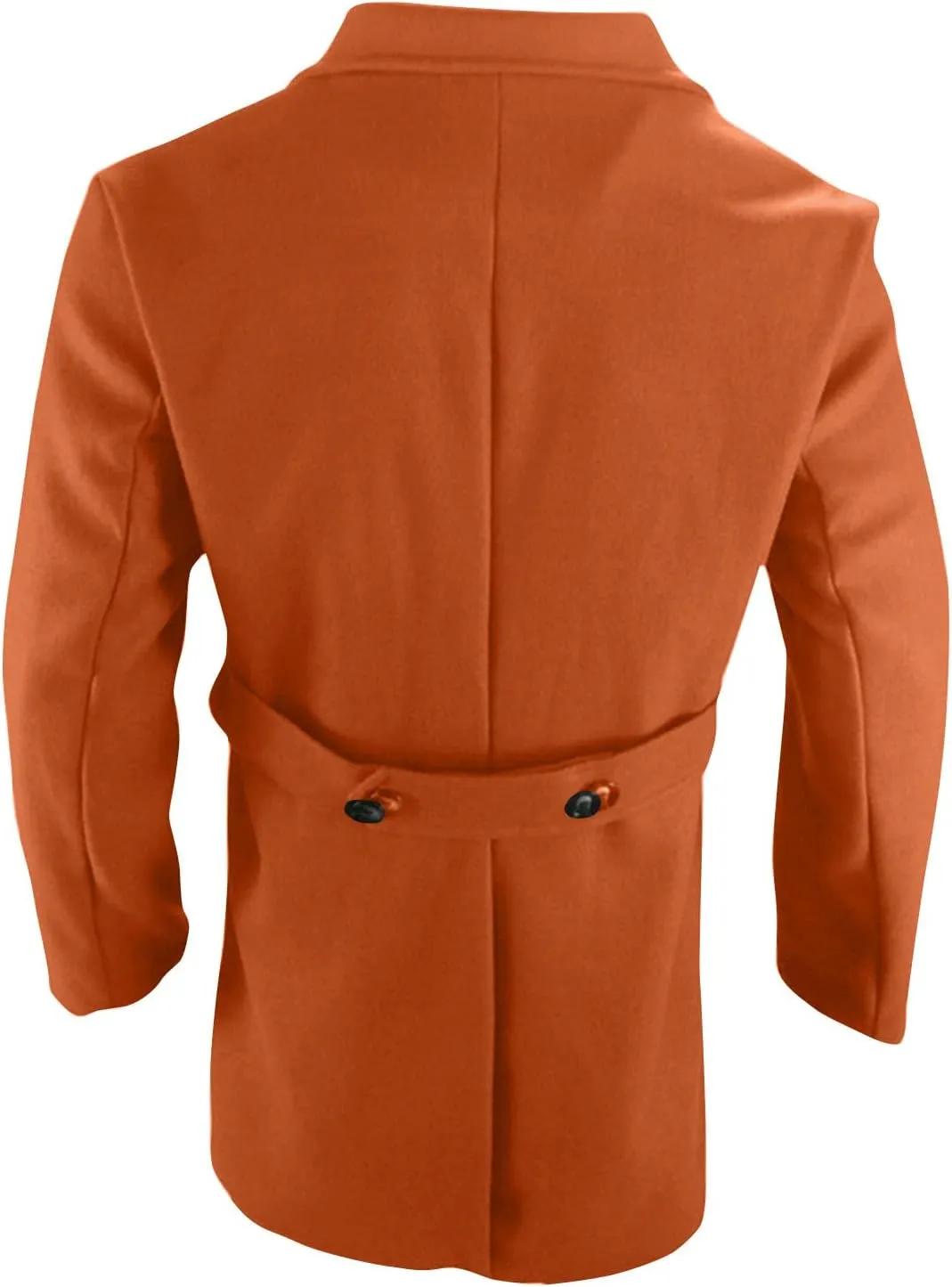 Men's Classic Warm Peacoat Single Breasted Trench Wool Blend Overcoat with Pockets