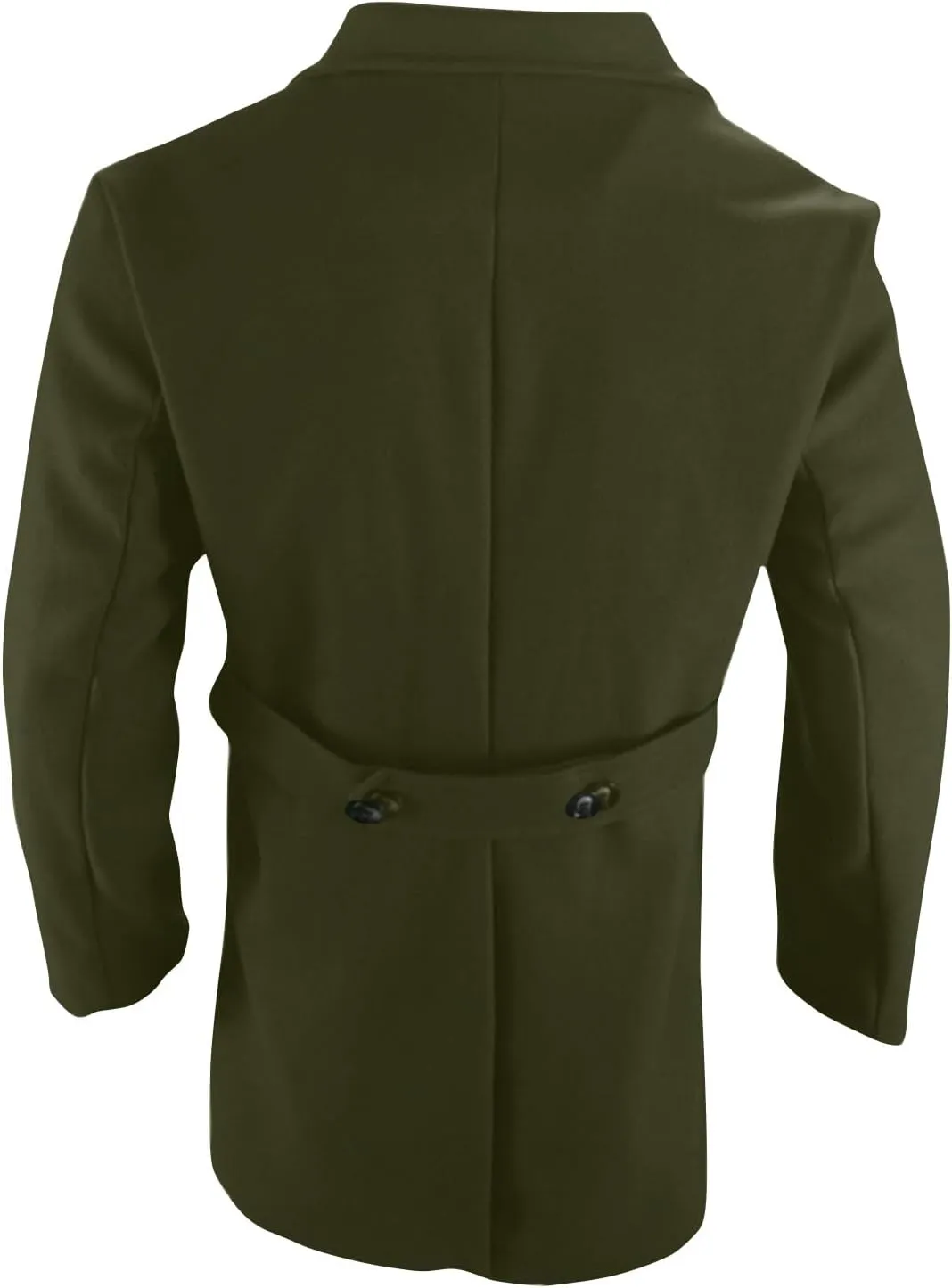 Men's Classic Warm Peacoat Single Breasted Trench Wool Blend Overcoat with Pockets