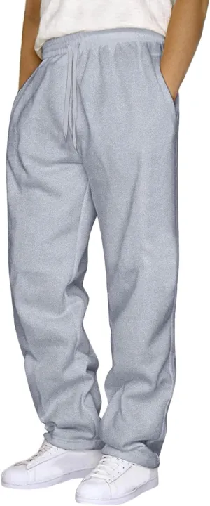 Men's Cotton Casual Sweatpants Yoga Athletic Lounge Trousers Elastic Jogger Running Straight Leg Pants with Pockets
