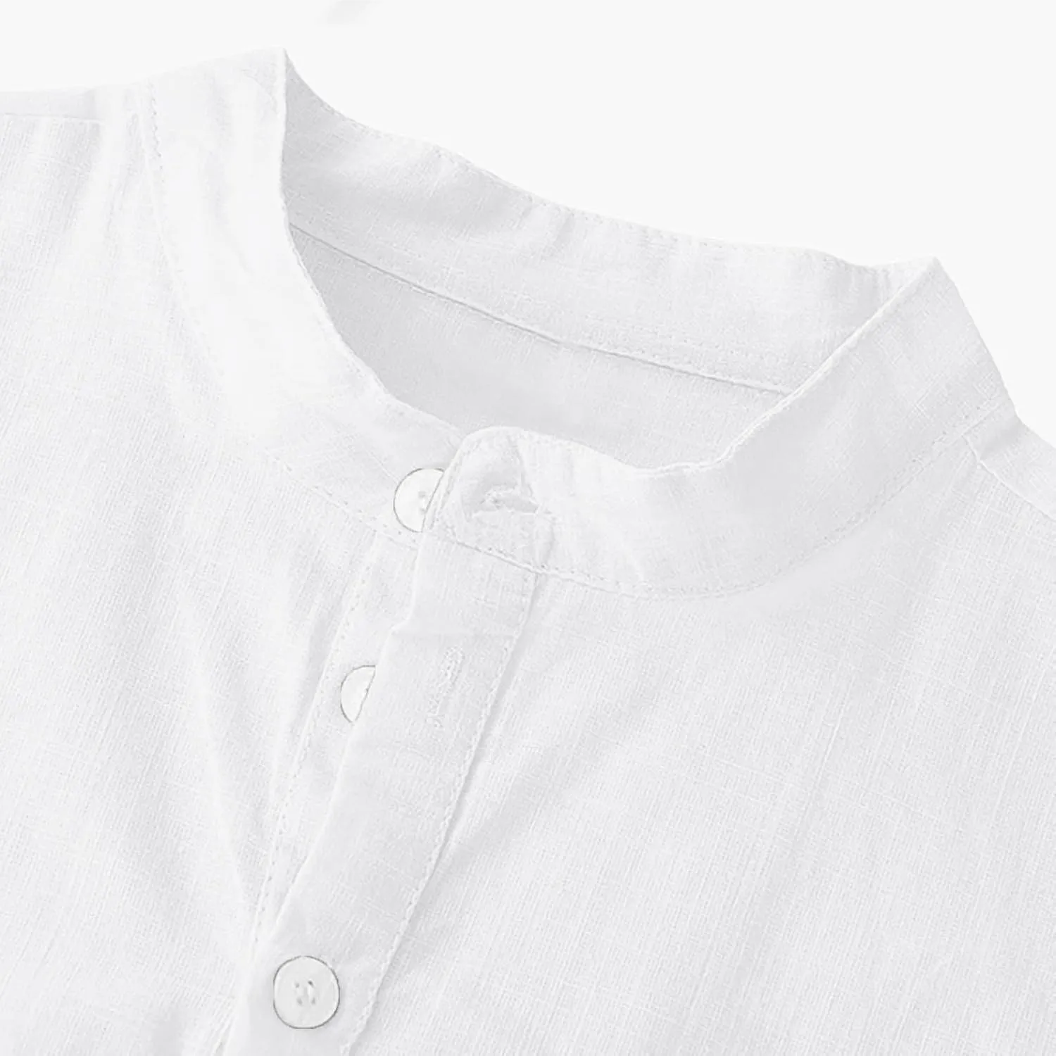 Men's Cotton Linen Henley Shirt Short Sleeve Breathable Shirts Casual Lightweight Summer Tee Tops