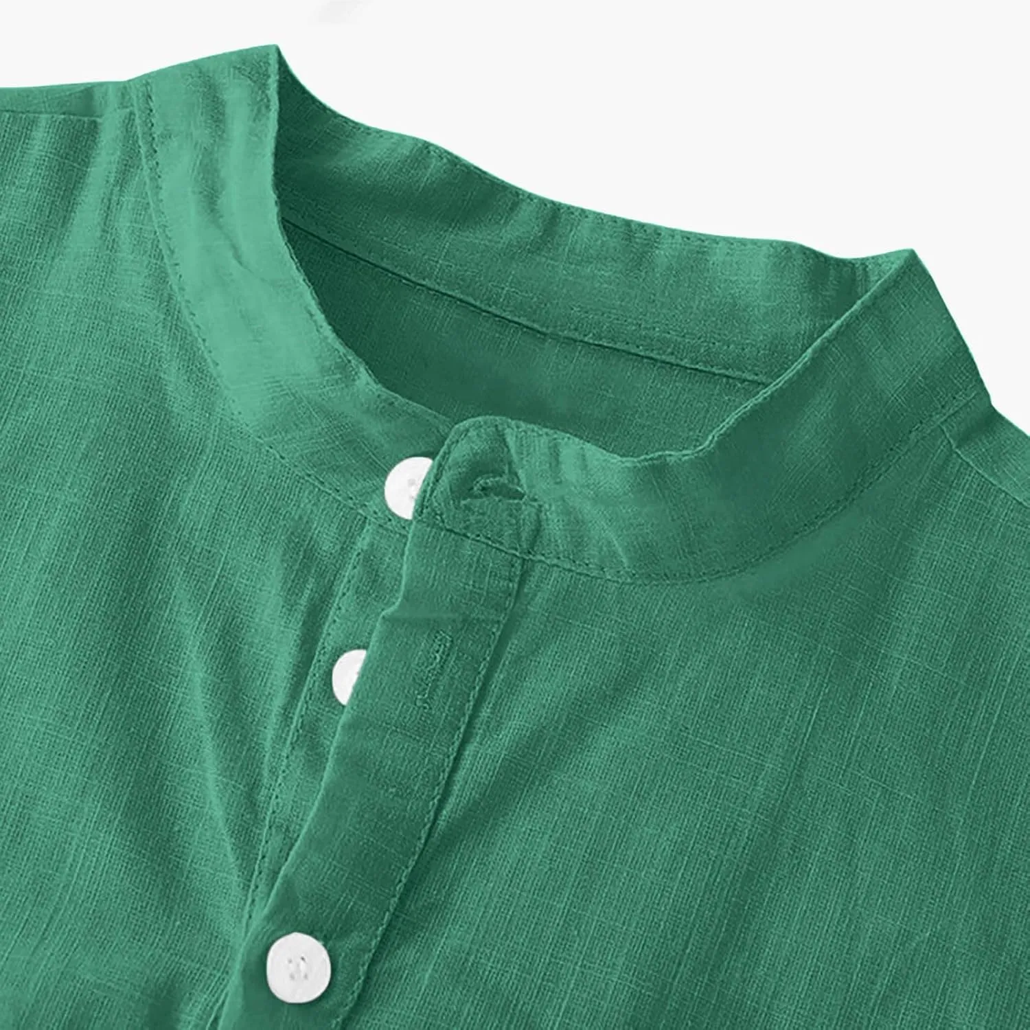 Men's Cotton Linen Henley Shirt Short Sleeve Breathable Shirts Casual Lightweight Summer Tee Tops