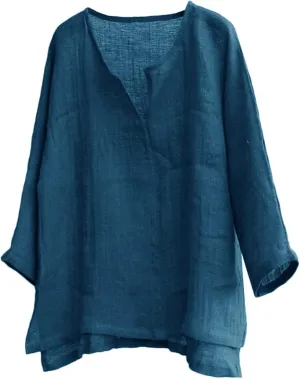 Mens Cotton Linen Henley Shirts Casual Trendy Long Sleeve Lightweight Vacation Tops Summer Beach Wedding Shirts