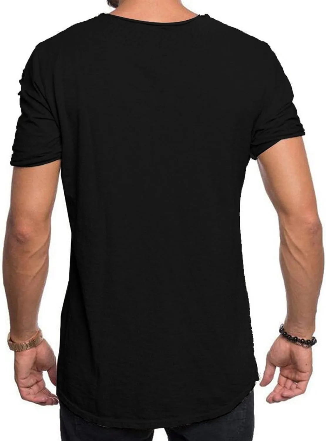 Men's Distressed T-Shirt Short Sleeve Ripped Crew Neck Fashion Hip Hop Streetwear Grunge Vintage Casual Tee