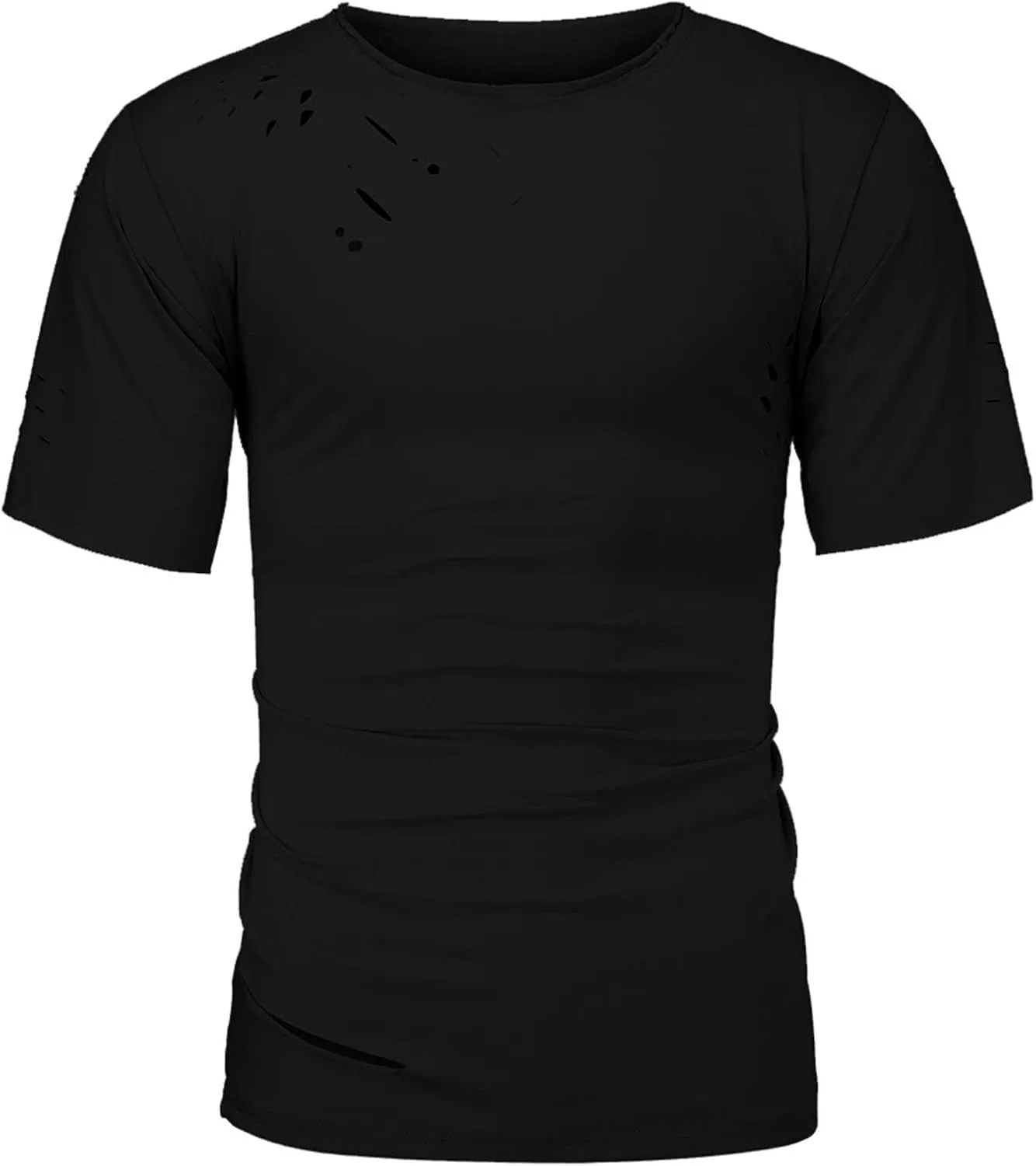 Men's Distressed T-Shirt Short Sleeve Ripped Crew Neck Fashion Hip Hop Streetwear Grunge Vintage Casual Tee