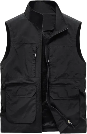 Men's Fishing Vest Utility Travel Vest with Pockets Casual Lightweight Outdoor Work Photo Cargo Fly Summer Vest