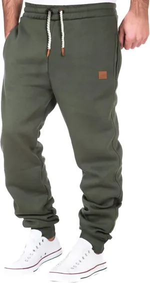 Mens Fleece Jogger Sweatpants, Thermal Track Jogger Pants, Winter Warmth Drawstring Trousers with Pockets