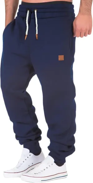 Mens Fleece Jogger Sweatpants, Thermal Track Jogger Pants, Winter Warmth Drawstring Trousers with Pockets