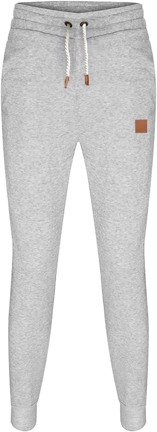 Mens Fleece Jogger Sweatpants, Thermal Track Jogger Pants, Winter Warmth Drawstring Trousers with Pockets