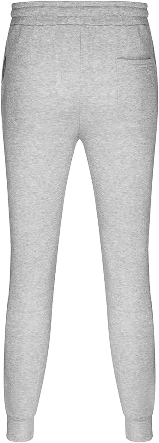 Mens Fleece Jogger Sweatpants, Thermal Track Jogger Pants, Winter Warmth Drawstring Trousers with Pockets