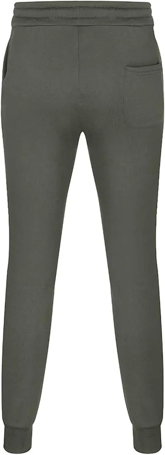 Mens Fleece Jogger Sweatpants, Thermal Track Jogger Pants, Winter Warmth Drawstring Trousers with Pockets