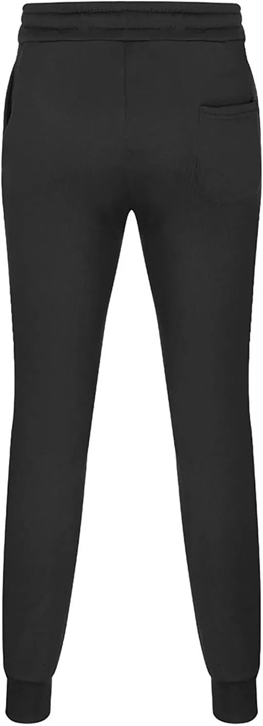 Mens Fleece Jogger Sweatpants, Thermal Track Jogger Pants, Winter Warmth Drawstring Trousers with Pockets