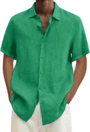 Men's Hawaiian Short Sleeve Shirts Summer Casual Button Down Shirts Lightweight Holiday Beach Loose Fit Hiipie Shirt