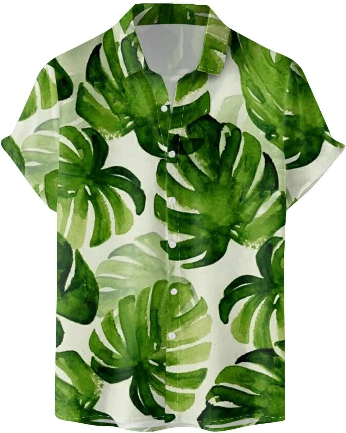 Mens Hawaiian T-Shirts 2025 Summer Short Sleeve Casual Button Down Tropical Beach Shirt Vacation Palm Beach Shirts