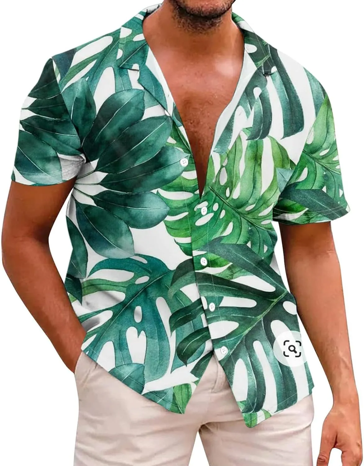 Mens Hawaiian T-Shirts 2025 Summer Short Sleeve Casual Button Down Tropical Beach Shirt Vacation Palm Beach Shirts