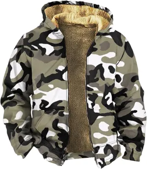 Mens Heated Jacket Vintage Long Sleeve Coats: Trendy Print Jackets Classic Sweatshirt Sweaters Hoodie
