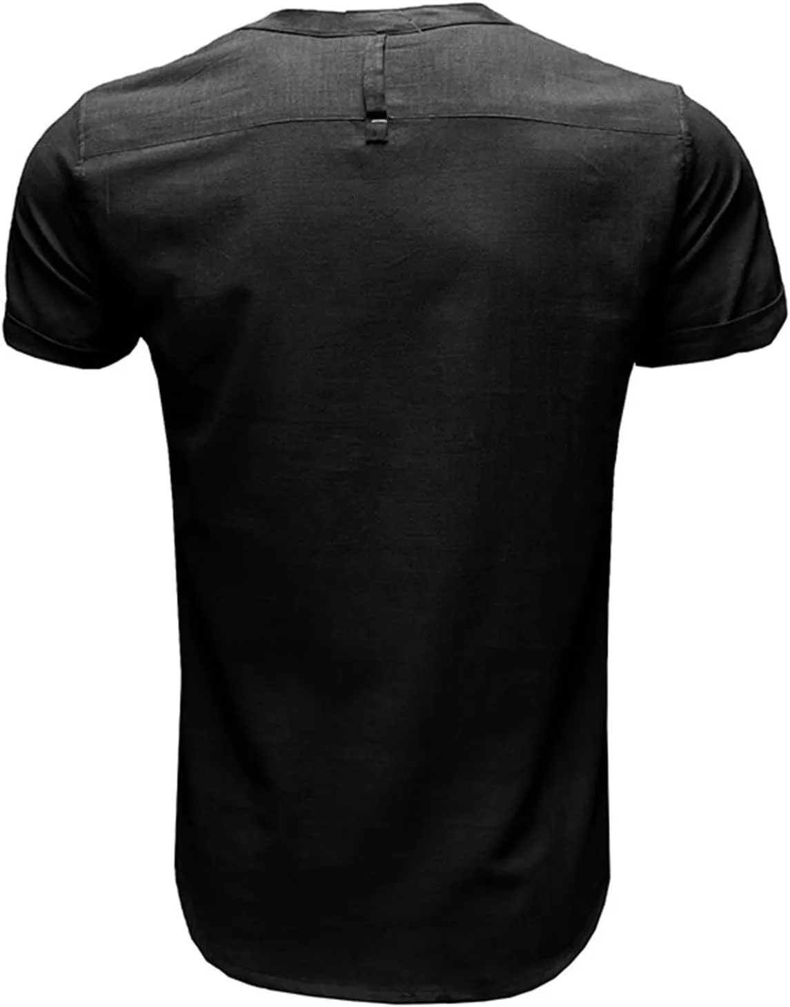 Men's Henley Shirts Linen Cotton Hawaiian Shirt Band Collar Short Sleeve Casual Summer Beach T-Shirts Fashion Tops