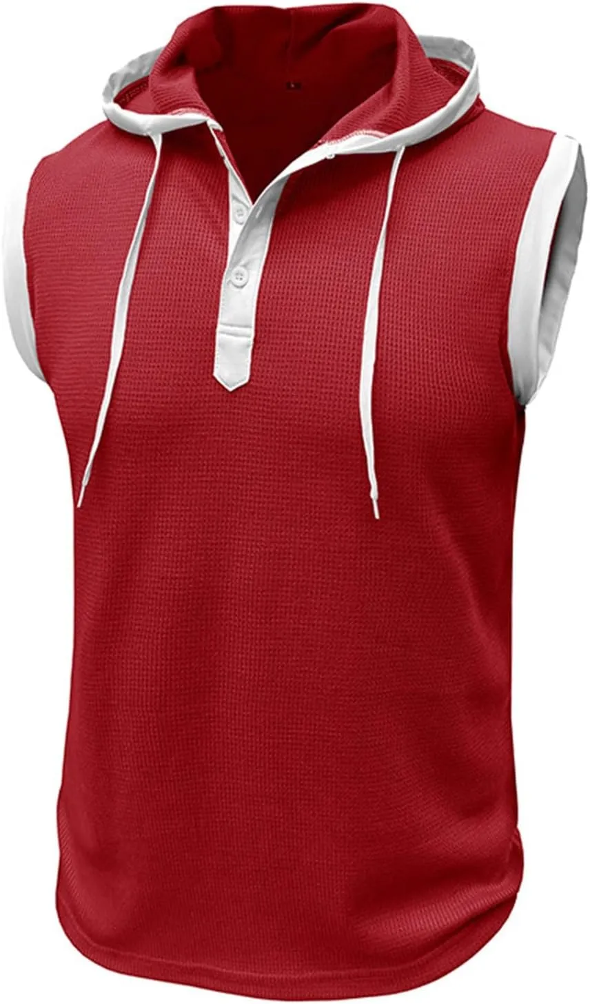 Men's Hooded Tank Tops Workout Sleeveless Hoodies Tee Shirt Muscle Athletic Gym Running Beach Tanks for Men Quick Dry