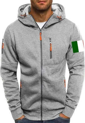 Men's Hoodies Full Zip Canada Jacket Vintage Workout Running Active Hoodies with Pockets Military Tactical Sweatshirt