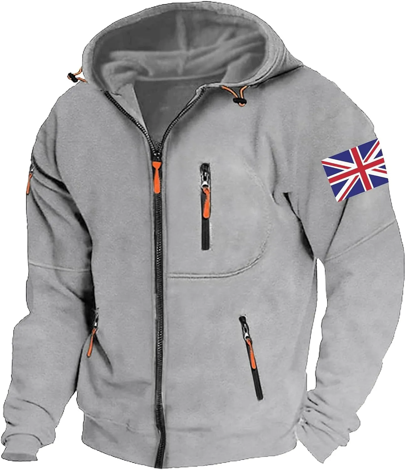 Men's Hoodies Full Zip Canada Jacket Vintage Workout Running Active Hoodies with Pockets Military Tactical Sweatshirt