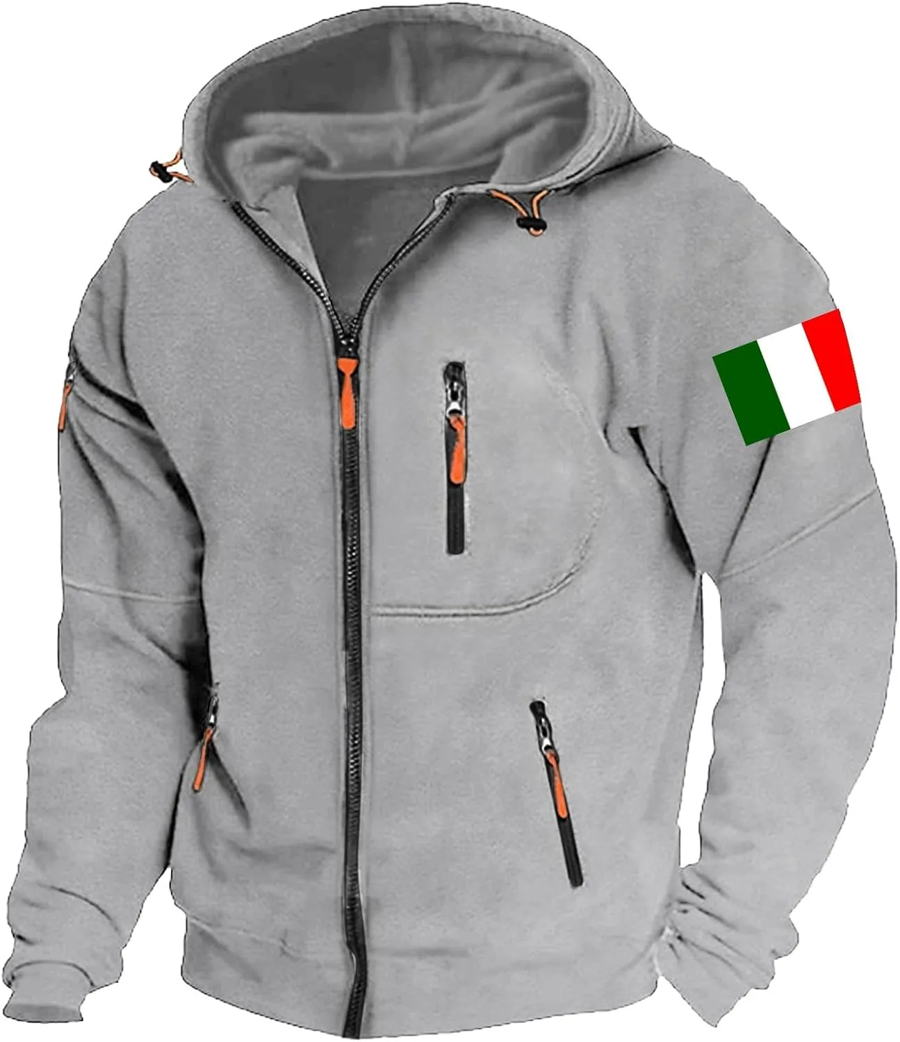 Men's Hoodies Full Zip Canada Jacket Vintage Workout Running Active Hoodies with Pockets Military Tactical Sweatshirt