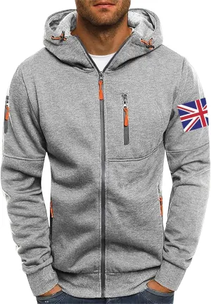 Men's Hoodies Full Zip Canada Jacket Vintage Workout Running Active Hoodies with Pockets Military Tactical Sweatshirt